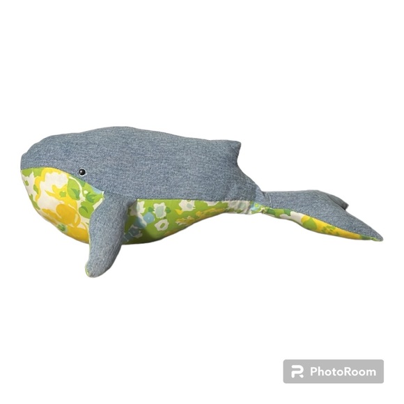 Stuffed Animal • Whale | Handmade | Blues, Greens & Yellows - Picture 4 of 5